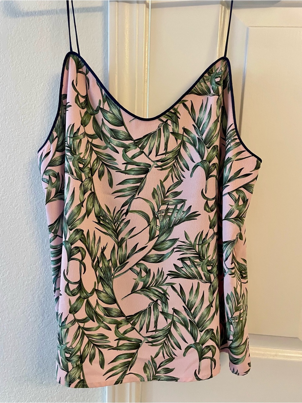 Sugarlips Pink Tropical Leaf Cami with Green Print